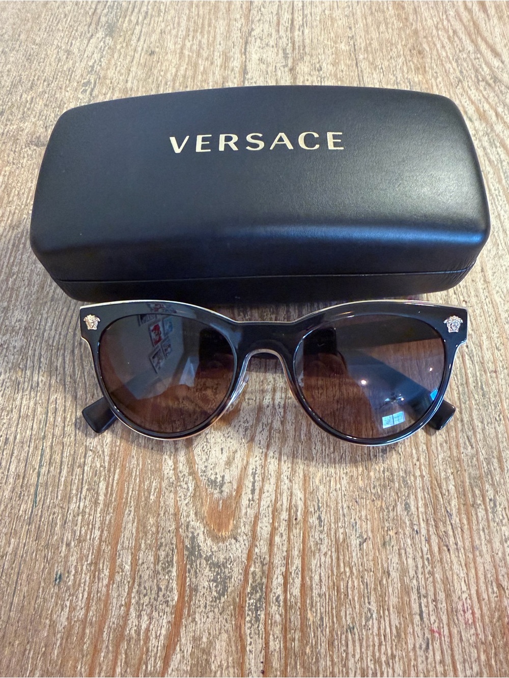 Versace Black Sunglasses with Brown Gradient Lenses